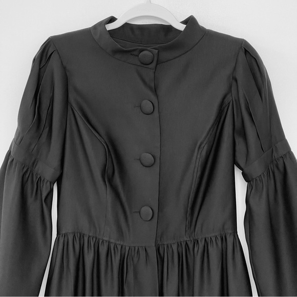 Oleg Cassini Cardigan Buttoned  Lined Trench Coat Dress Jacket Ribbed Satin - Picture 7 of 14